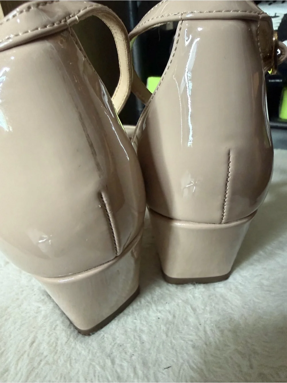Unisa Beige Patent Ankle Strap Wedge Sandal